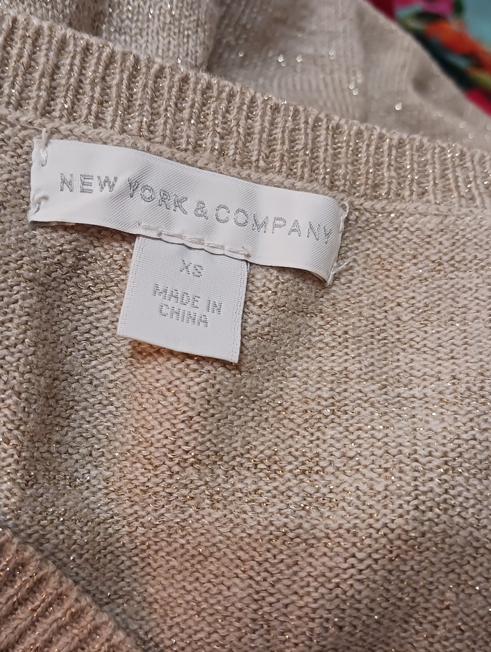 New York & Company Beige and Brown V-Neck Chevron Sweater - Picture 7 of 7